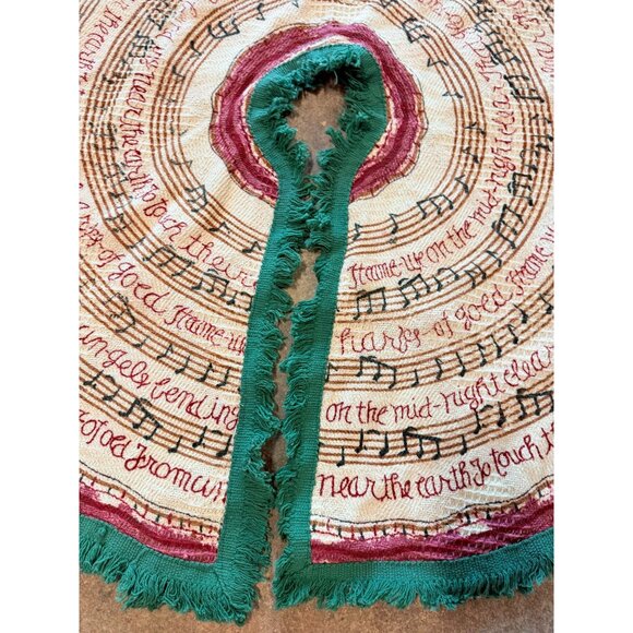 Fabric  Christmas Tree Skirt Hand Painted  It Came Upon A midnight Clear Vintage - Picture 5 of 13